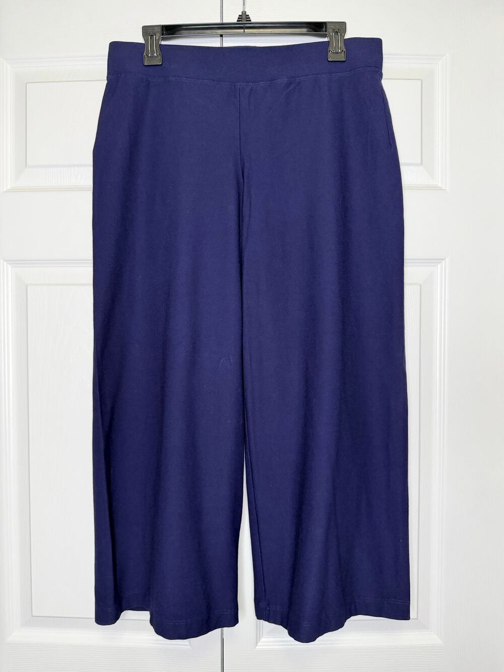 Eileen Fisher Woman Pants Size M RN78121/CA#34460 Navy Pull on Wide Cropped
